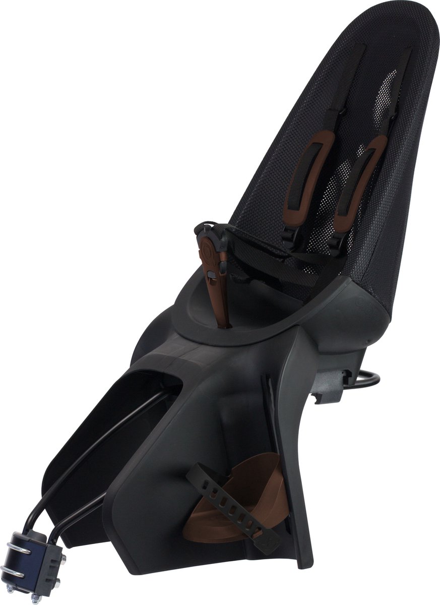 qibbel air fietsstoeltje achter framebevestiging fietszitje zwart bruin