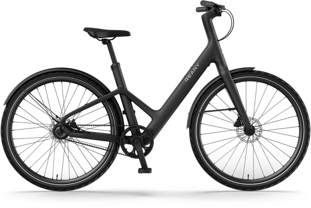 reany w1 elektrische fiets nachtzwart 28 inch lg accu 360wh 250w 35nm mivice achterwielmotor belt drive hydraulische remmen