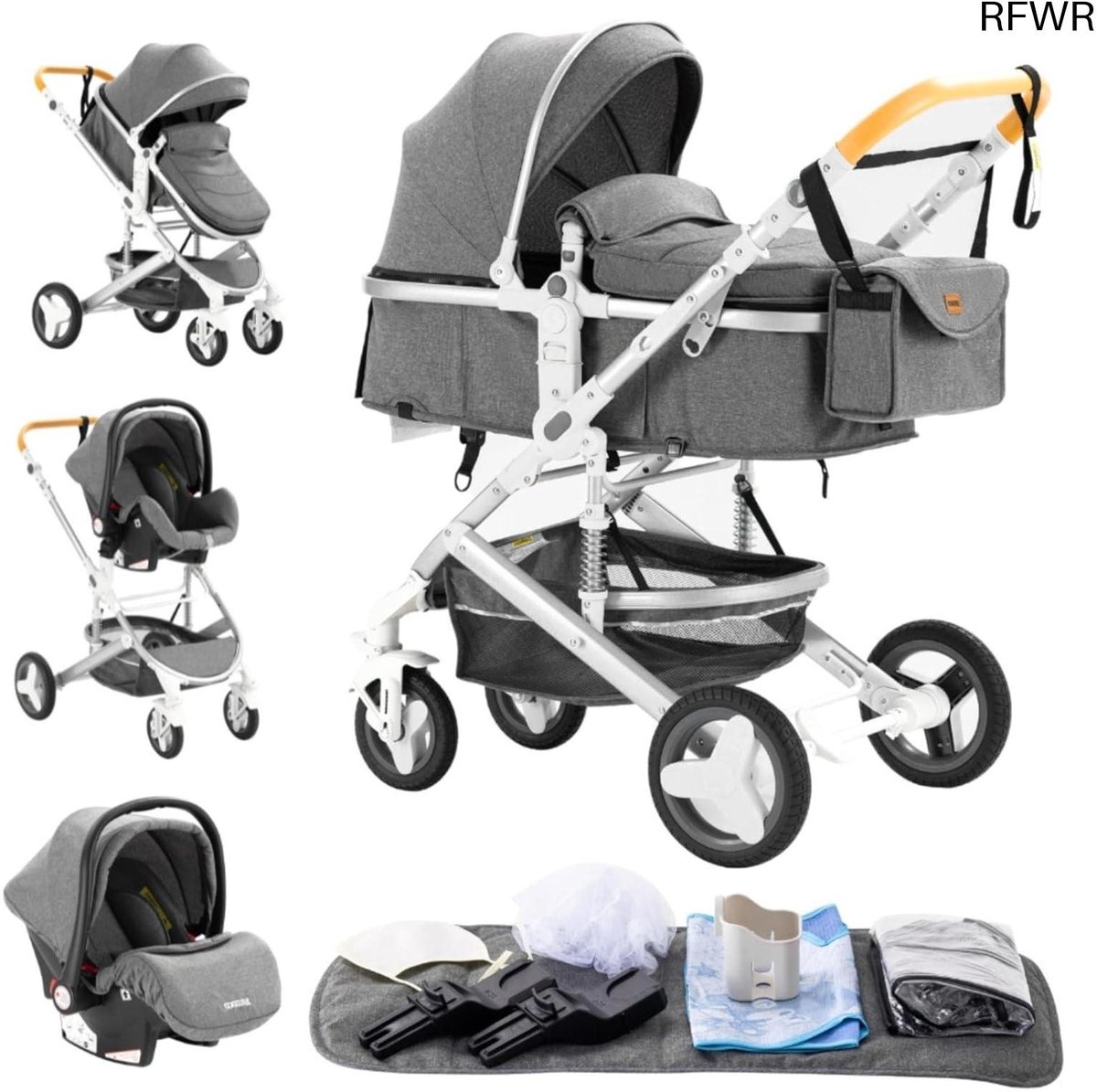 RFWR® 3-in-1 Combinatie Kinderwagen voor Kinderen, Vouwbare Driewieler met Hoge Landscape Functie Driewieler kopen online