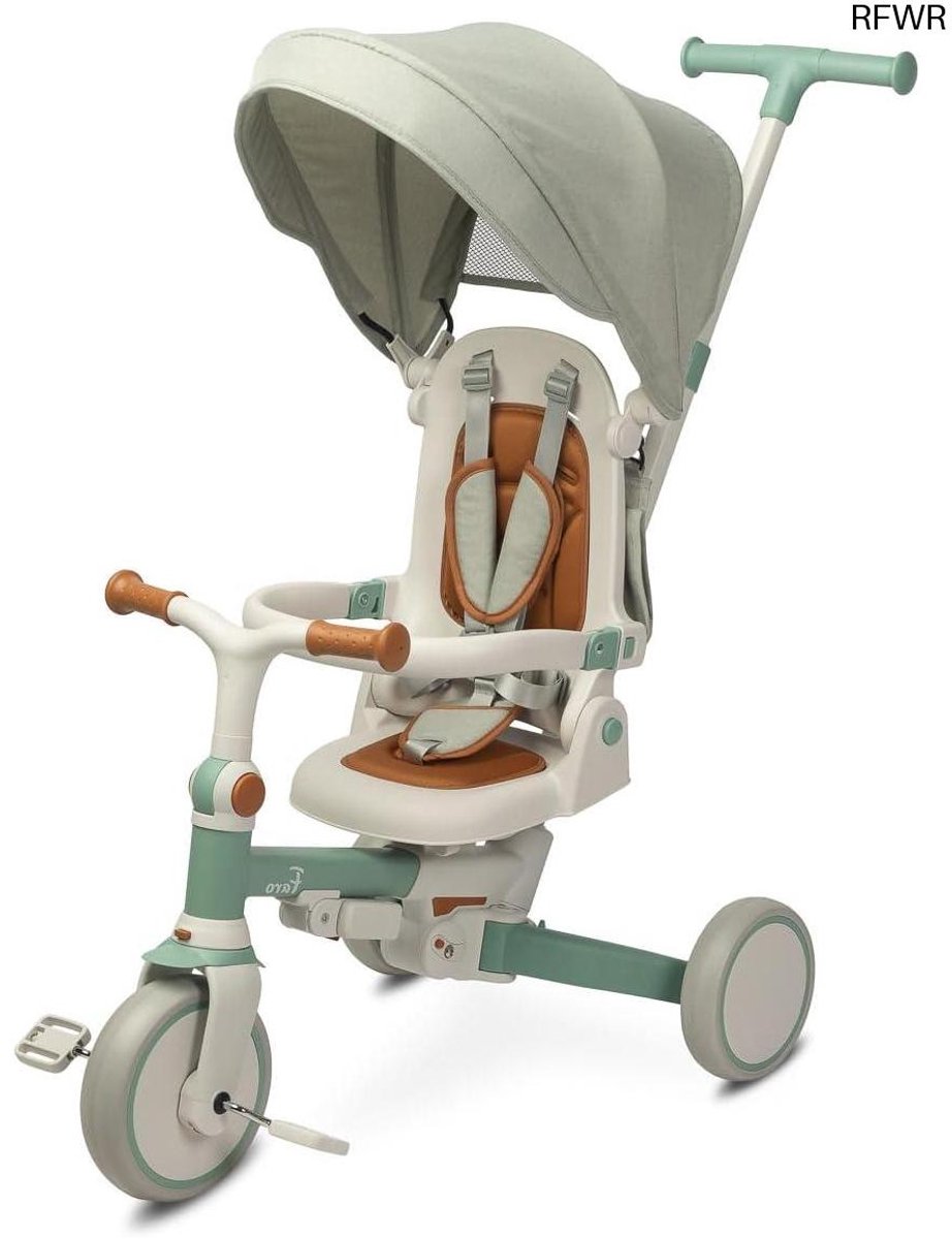 RFWR® 3-in-1 Driewieler met Duwstang, Loopfiets en Kinderfiets voor Kinderen vanaf 18 Maanden - Verstelbaar en Draaibaar Zitje - Groen Driewieler kopen online