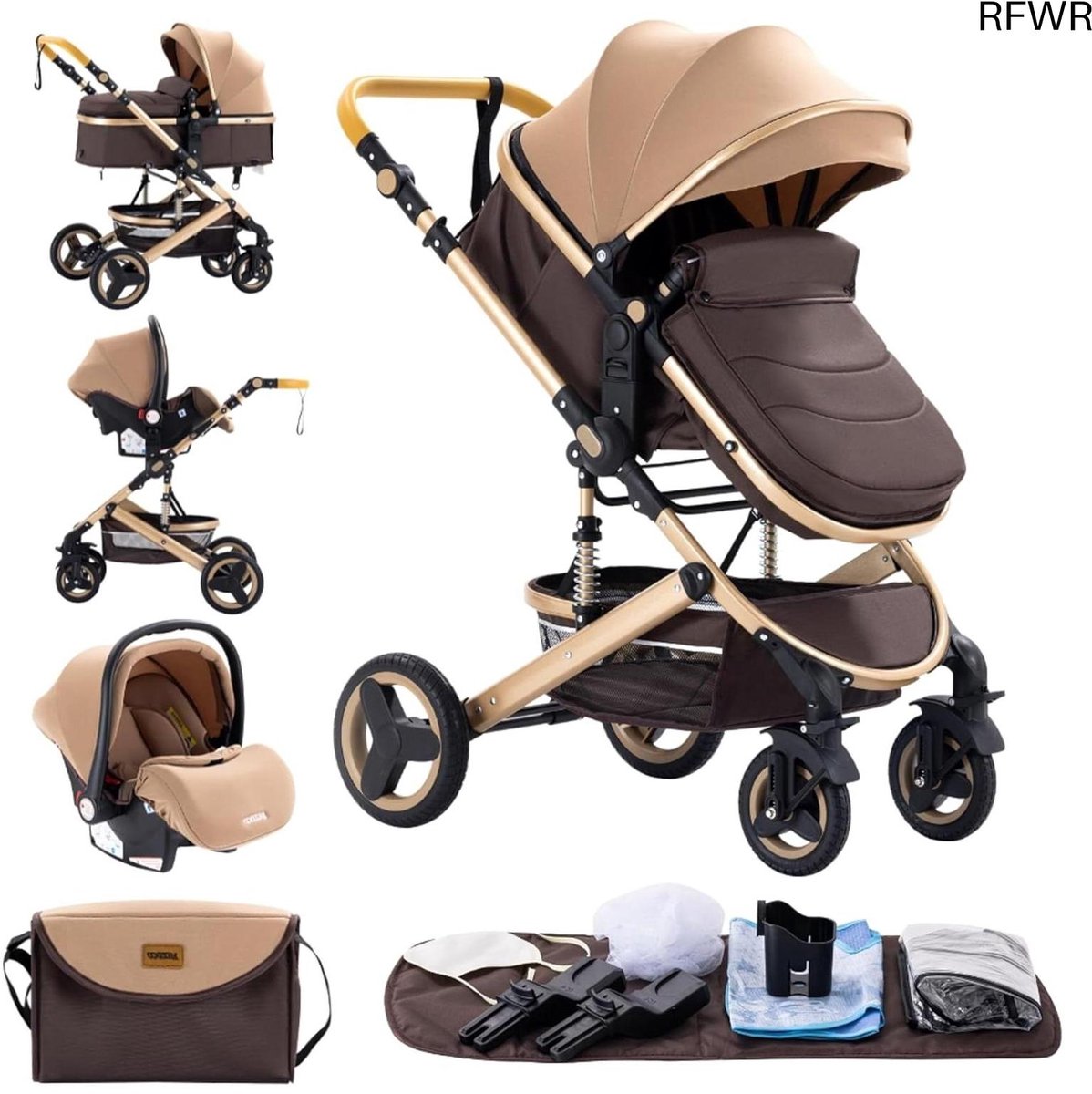 RFWR® 3-in-1 Kinderwagen en Driewieler voor Baby's - Opvouwbare Combi Kinderwagen voor 0-36 Maanden Driewieler kopen online