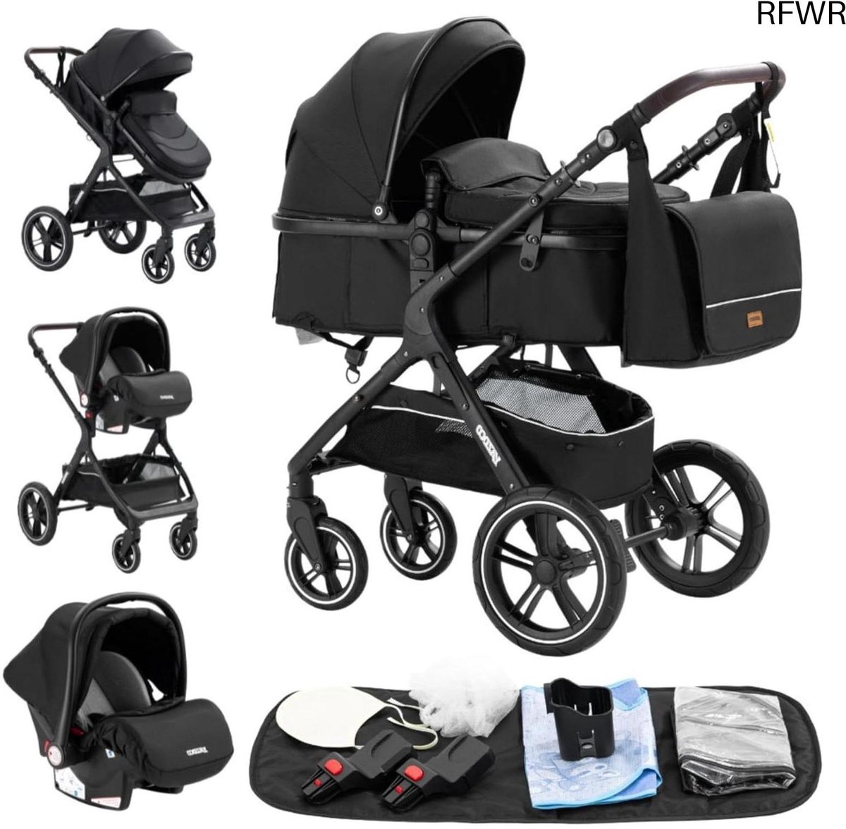 rfwr 3 in 1 kinderwagen hoogland combinatie vouwbare driewieler voor baby s tot 36 kg