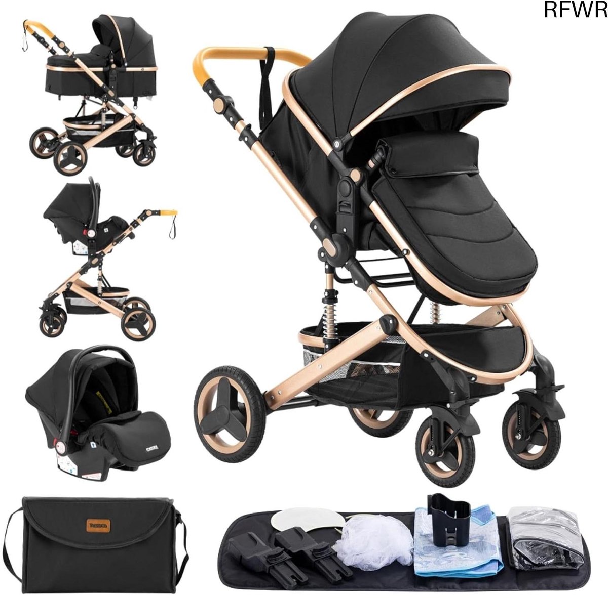 rfwr 3 in 1 kinderwagen voor baby en peuter opvouwbaar en multifunctioneel