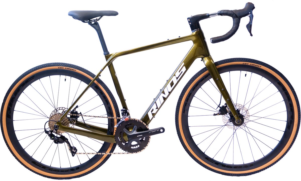 Rinos Sandman 3.0 Carbon - Gravel Fiets - Gravel Bike met SHIMANO 105 ST-R7000 - 22 versnellingen en schijfremmen - lichte fiets voor dames en heren - 700 x 40C - Kameleon Goud Groent M-54 Fiets kopen online