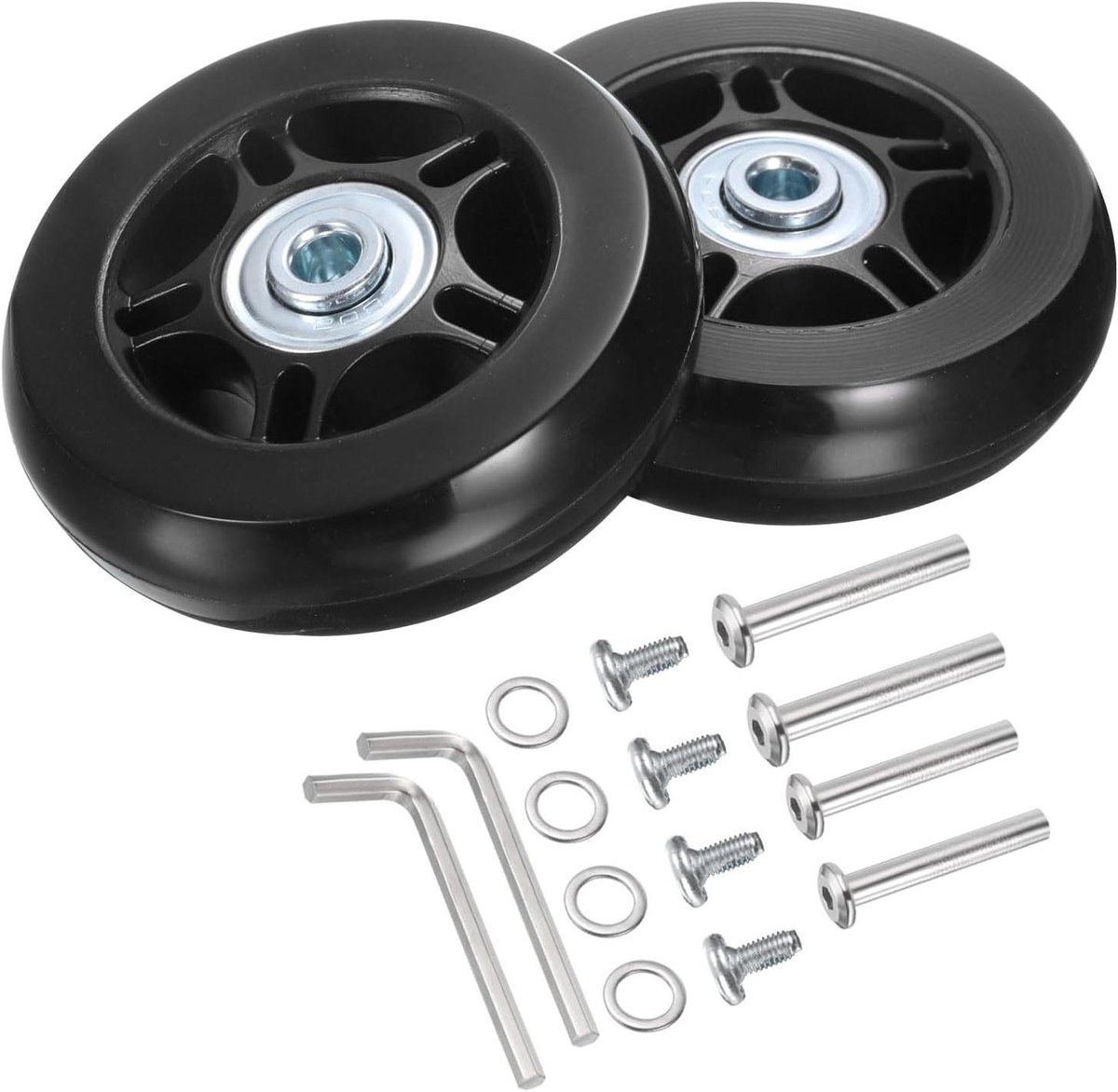 ronte kofferwieltjes vervanging inline skate reparatieset zwart 2 stuks