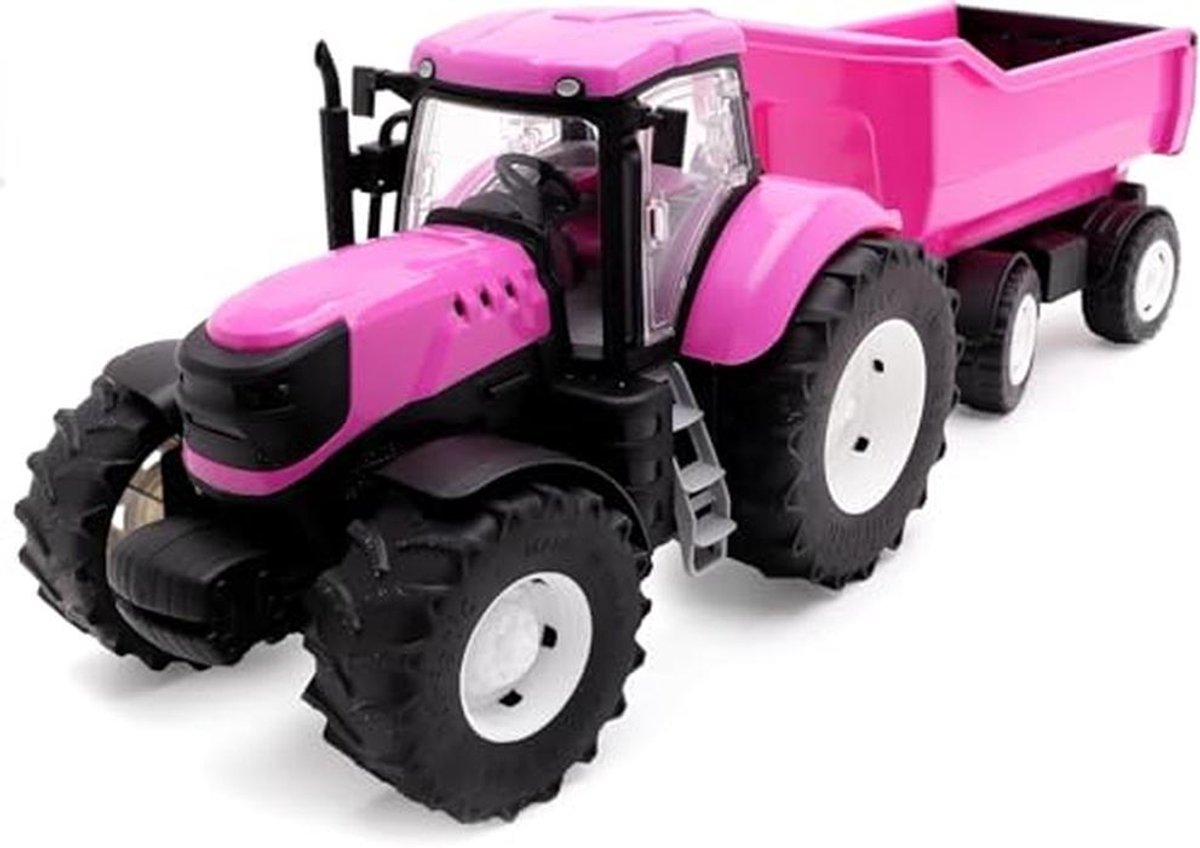 Roze tractor en aanhanger 58cm - Speelgoedlandbouwvoertuigen - Sjaal 1:16 Speelgoedkruiwagen kopen online