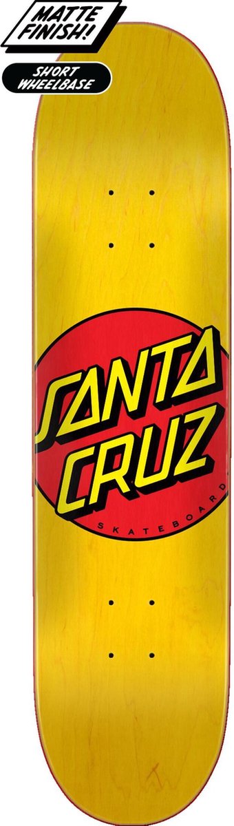 santa cruz classic dot 7 75 skateboard deck yellow
