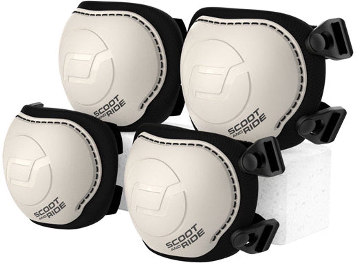 Scoot and Ride - Protective set - Knie- en elleboogbeschermers - Beige - grijs - Ash - valbescherming - maat S Valbescherming set kopen online