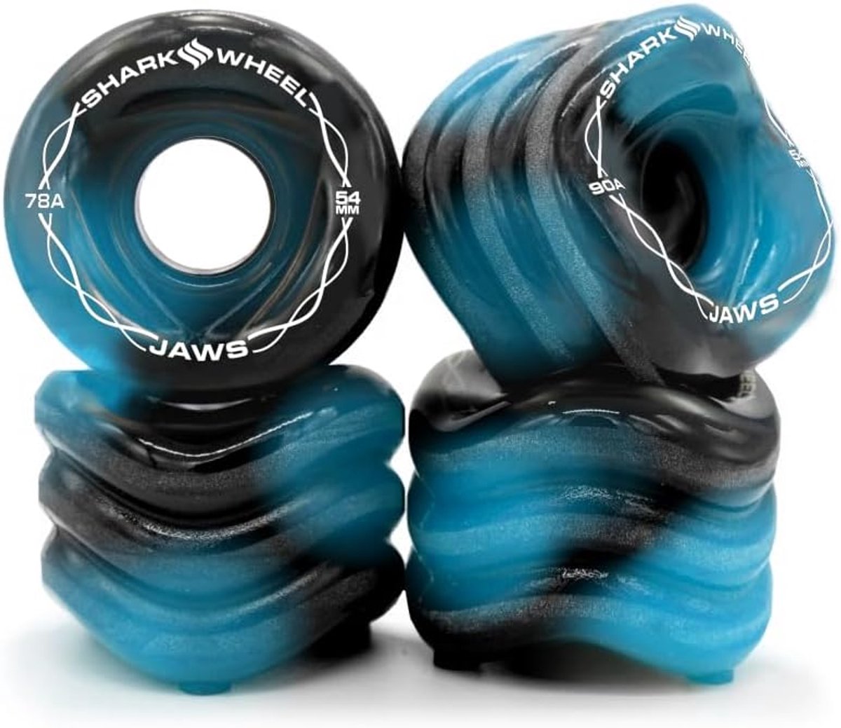 shark wheel 54mm jaws skateboard wheels skateboard wielen met extra grip zwart met blauw