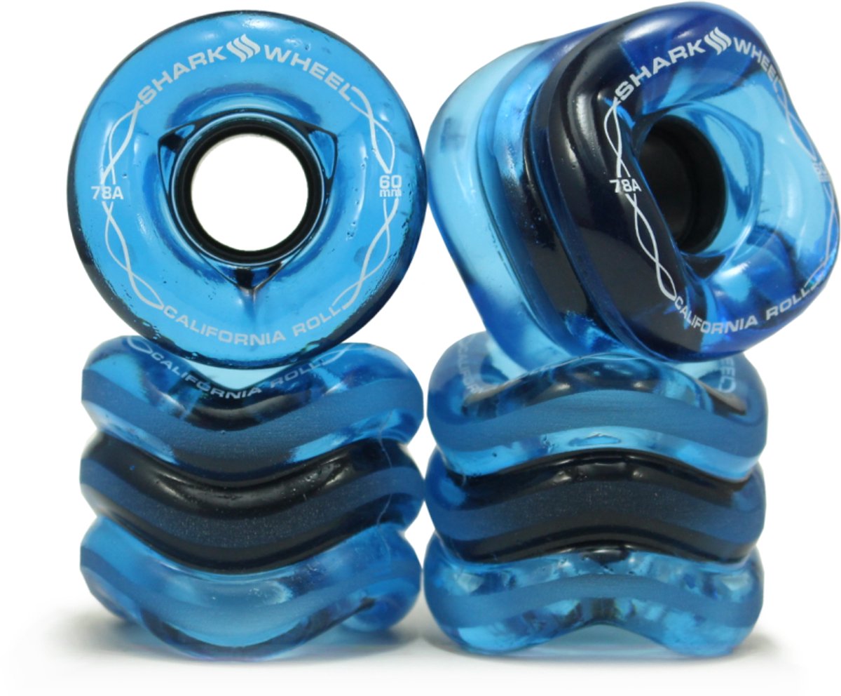 shark wheel 60mm 78a sapphire california roll longboard wielen set van 4