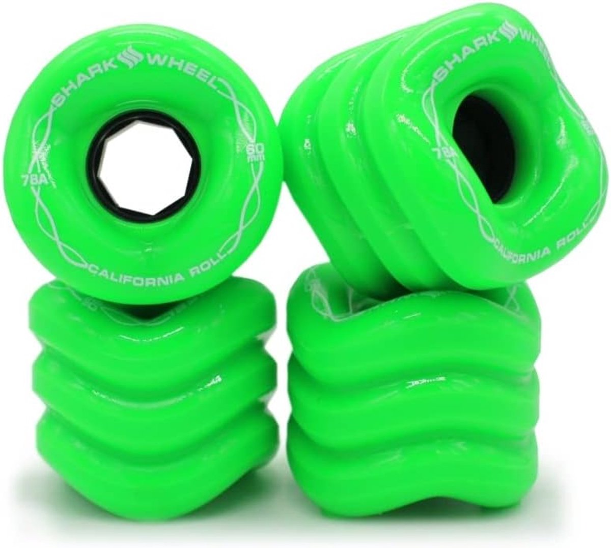 Shark Wheel 60mm Longboard Cruising Wielen, DNA Formula, Set van 4 wielen - Groen (Gecko Green) Skateonderdeel kopen online