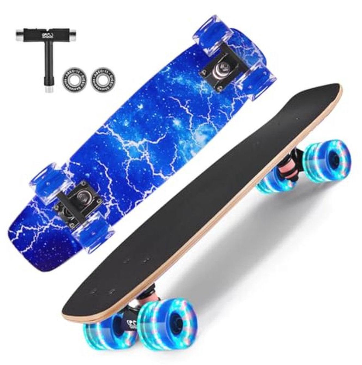 skateboard met kleurrijke knipperende wielen voor beginners en gevorderden 9 laags esdoorn