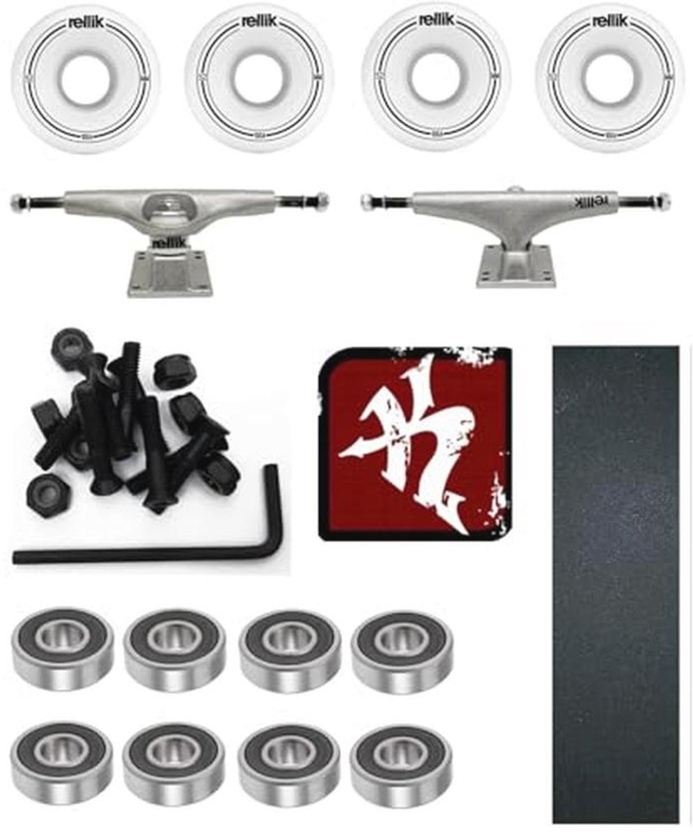 skateboard montageset compleet met griptape asen wielen kogellagers schroeven en moeren