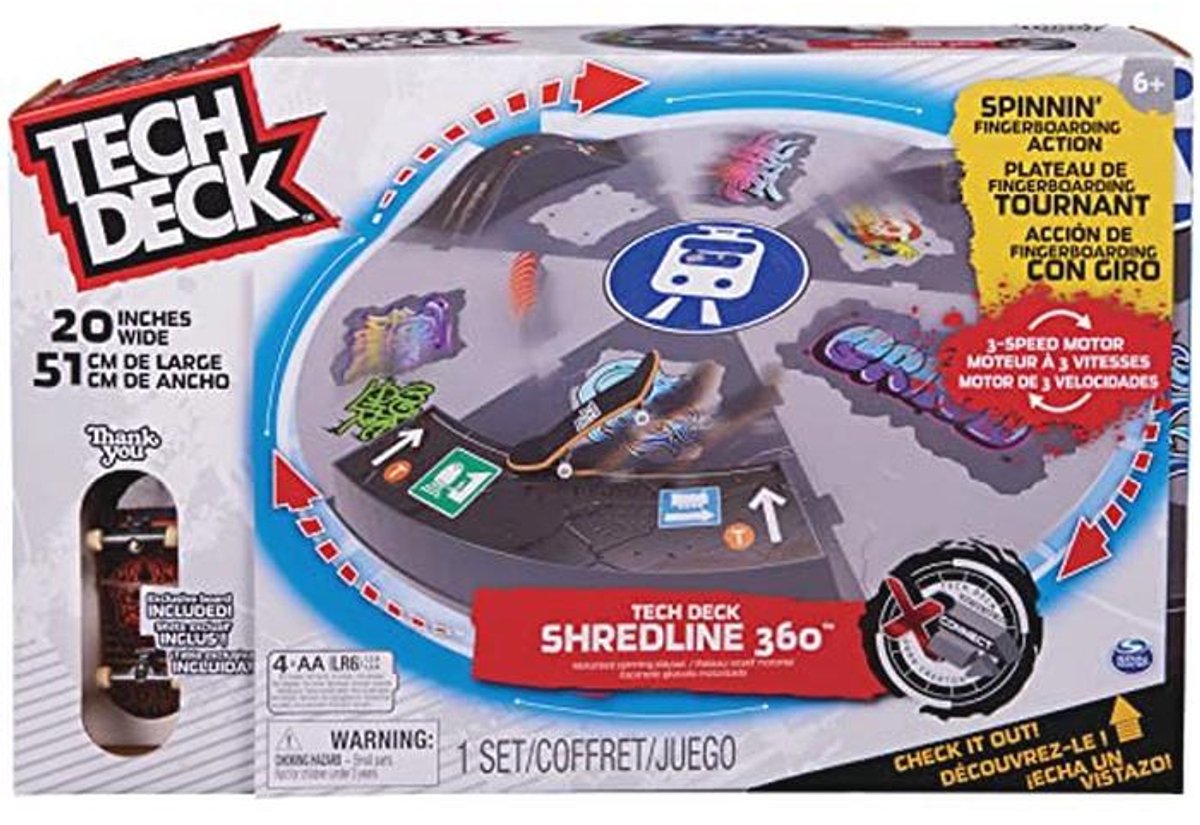 tech deck x connect creator shredline 360 gemotoriseerd skatepark aanpasbare en bouwbare draaischijf schansset met uniek fingerboard
