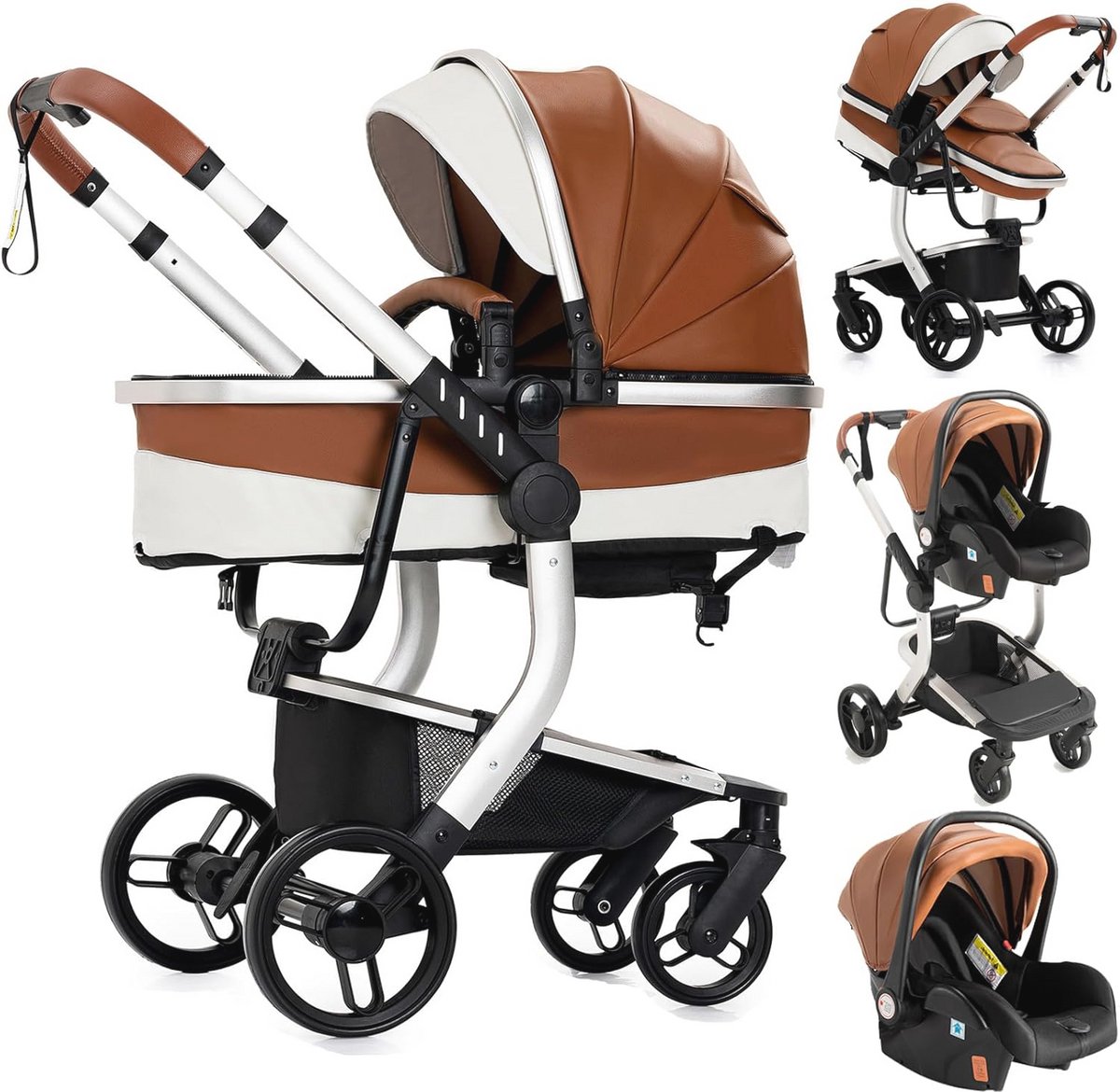 Trio Kinderwagen 3-in-1 met Omkeerbare Duwmodus en Inklapbaar Ontwerp Driewieler kopen online