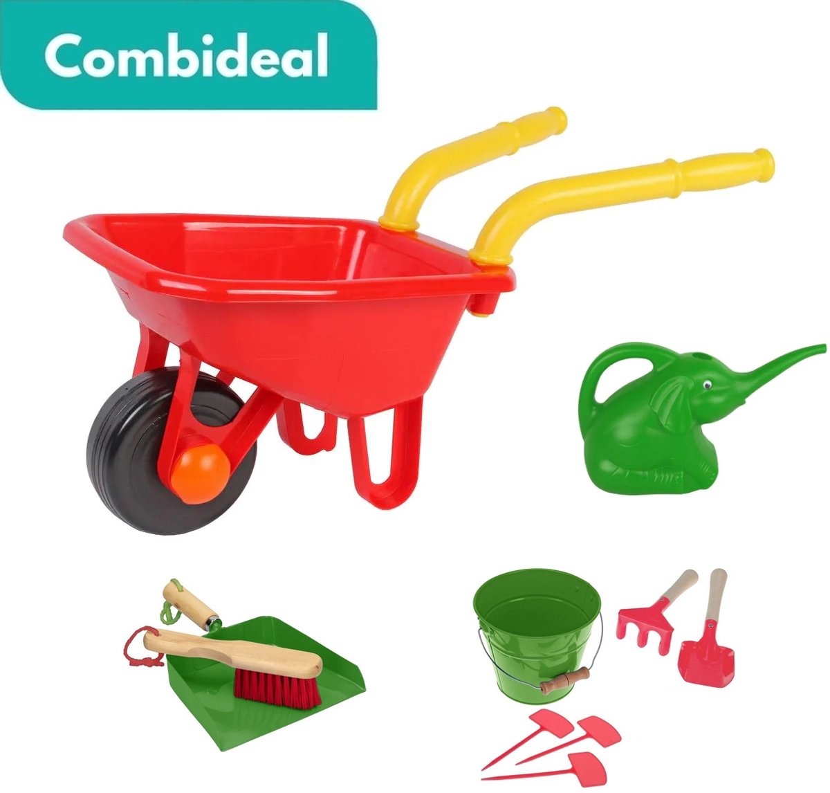 Tuilana ® - COMBIDEAL - Buitenspeelgoed - Kleuterkruiwagen - Kindergieter - Kindertuingereedschap - Stoffer & Blik Speelgoedkruiwagen kopen online