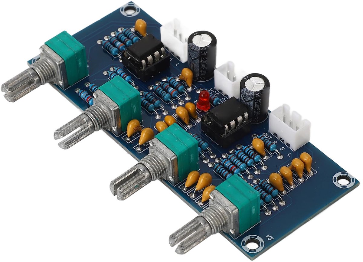 Tweekanaals Voorversterker-toonbord met Hoge Middenbasaanpassing, Dual NE5532-chip, Volumetoonregelkaart voor Luidsprekergeluidssysteem Hoofdtelefoon, DC 12V-24V Skateonderdeel kopen online