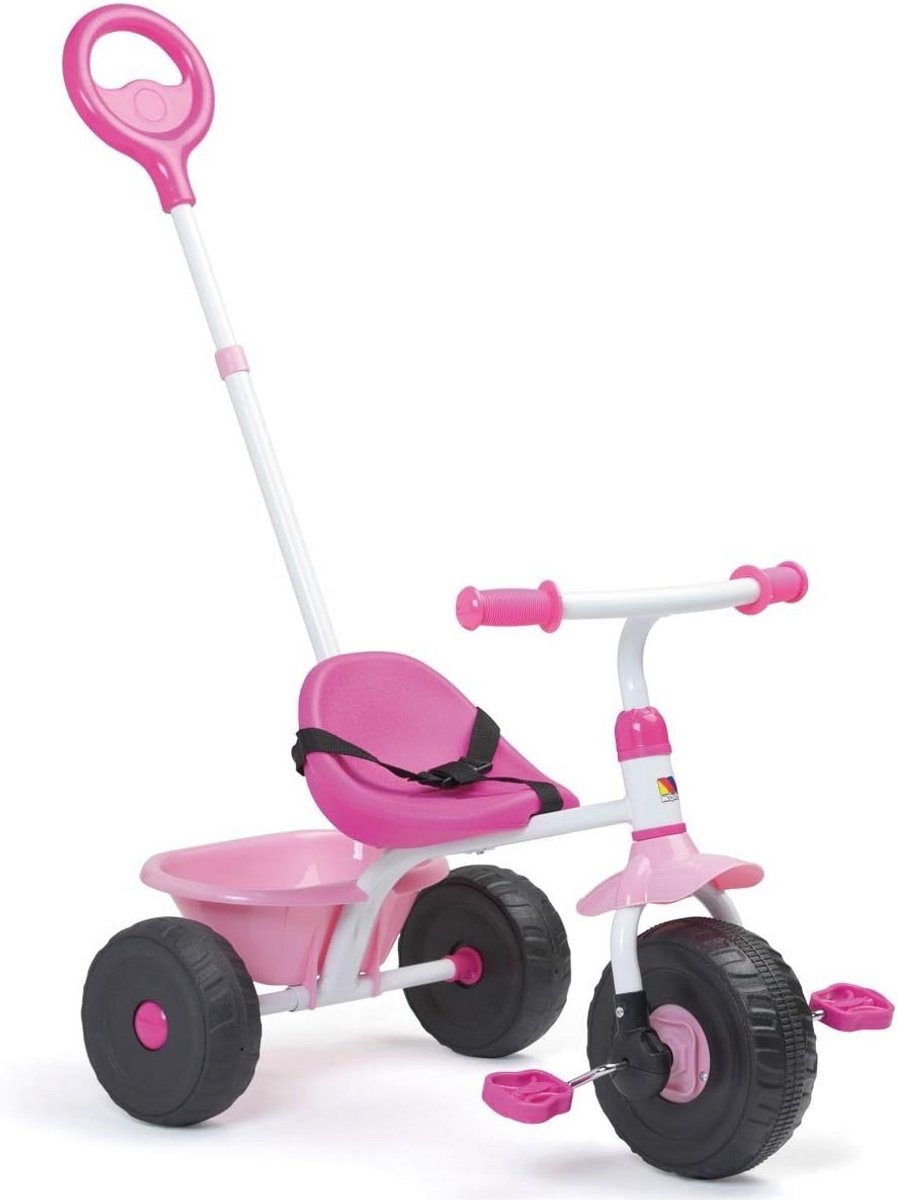 urban trike driewieler voor baby meerkleurige driewieler met veiligheidsgordel en bagagedrager