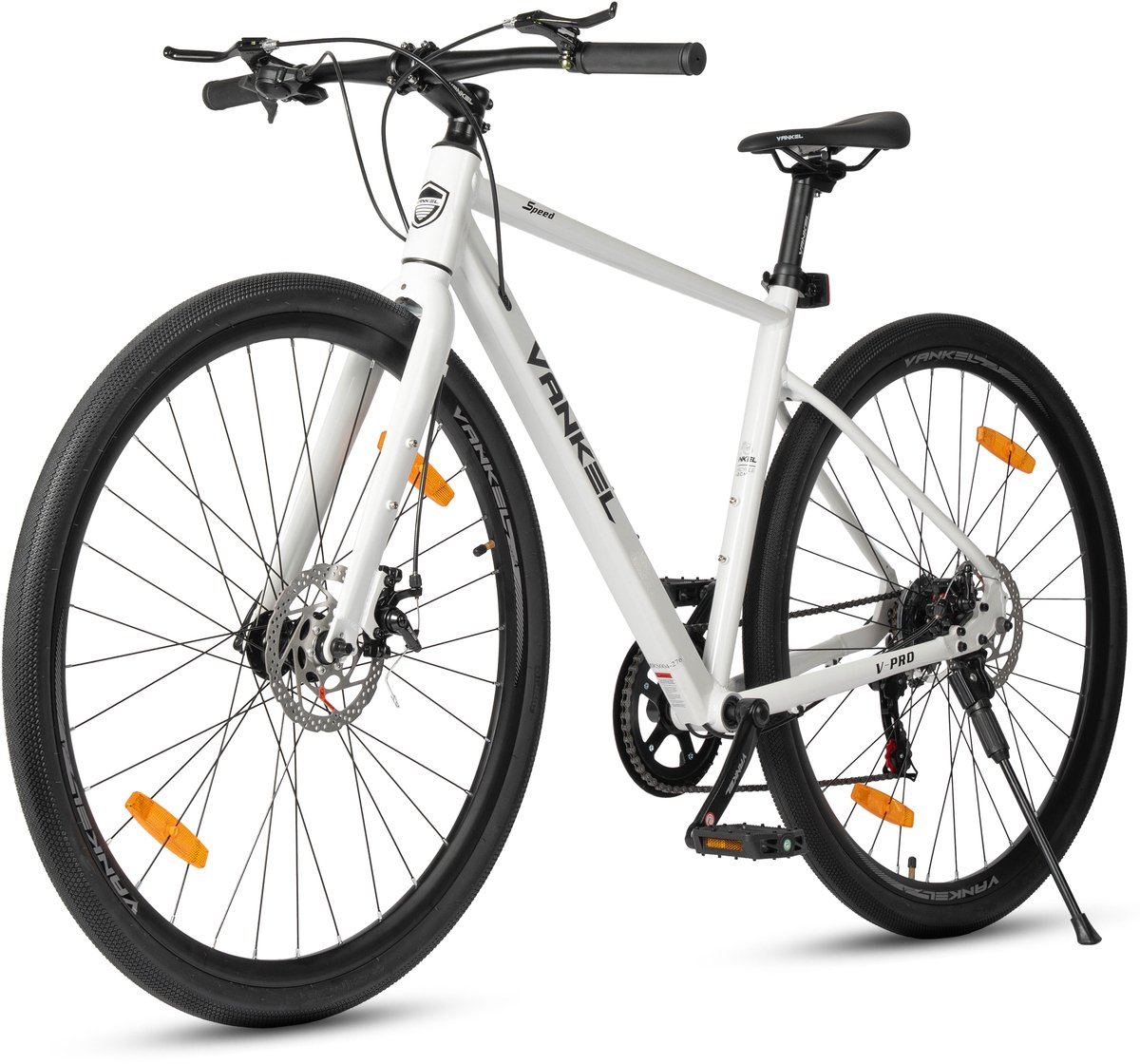 vankel 700c racefiets 28 inch shimano versnelling licht aluminium dubbele schijfrem hoge stijfheid voorvork stad en sport frame 42 cm wit