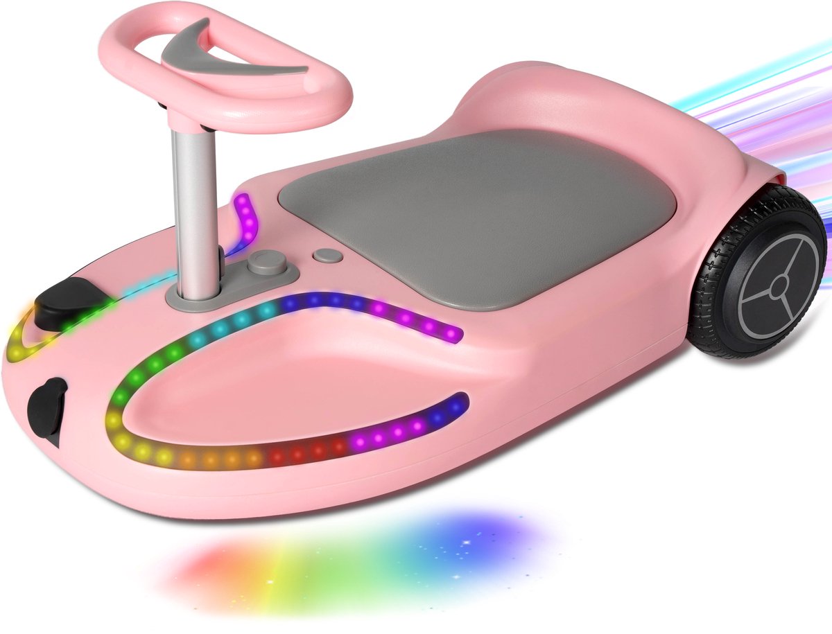 VANKEL Q1 Kinder Elektrische Kart – Sterke 180W Motor – 24V 2A Lithiumbatterij – Opvouwbaar met LED Verlichting – 360° Wielen – Max 60 kg – Veilig en Stabiel Ontwerp – Voor Kinderen vanaf 3 Jaar – Roze Skelter kopen online