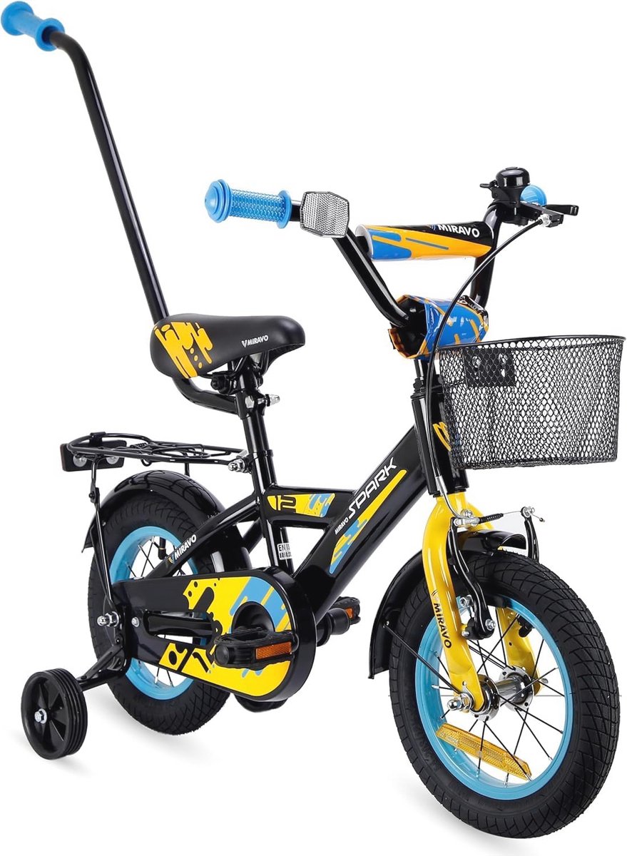 Veilige Kinderfiets van 12 tot 20 inch met Steunwielen en Duwstang Kinderfiets kopen online