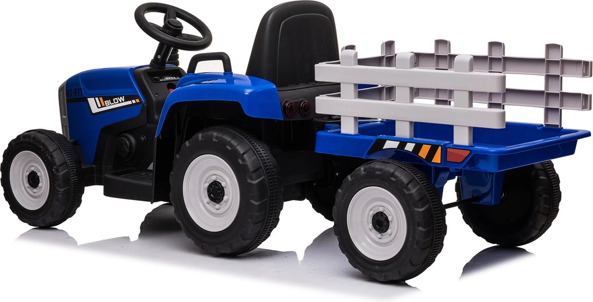 Viking Choice - Elektrische speelgoed tractor - aanhanger - afstandsbediening - blauw Accuvoertuig kopen online