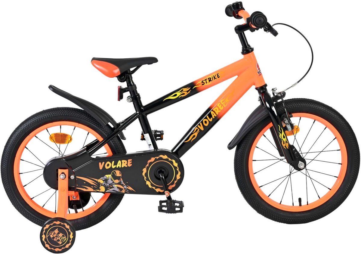 Volare Strike Kinderfiets - Jongens - 16 inch - Zwart Oranje Kinderfiets kopen online