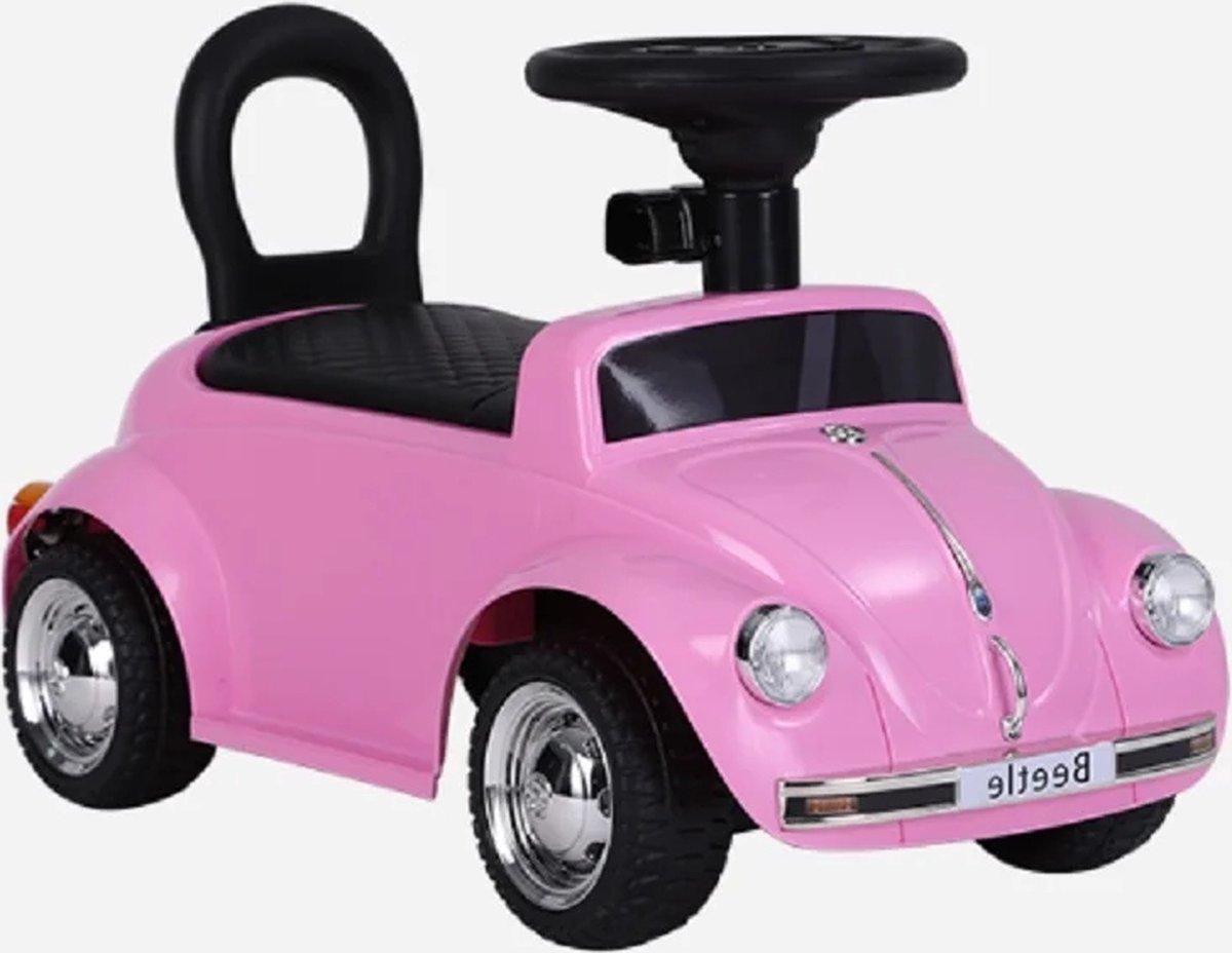 volkswagen beetle roze loopauto met multimedia unit usb en mp3