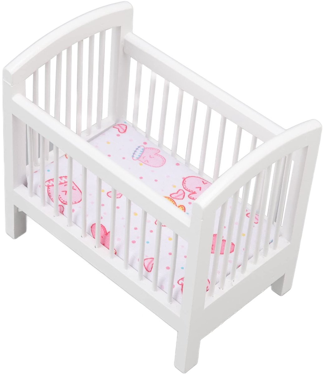 wooden doll crib 11 4 x 7 1 x 10 2cm 4 5 x 2 8 x 4 0 inch wooden dollhouse small bed dollhouse decoration for 1 12 dollhouse white