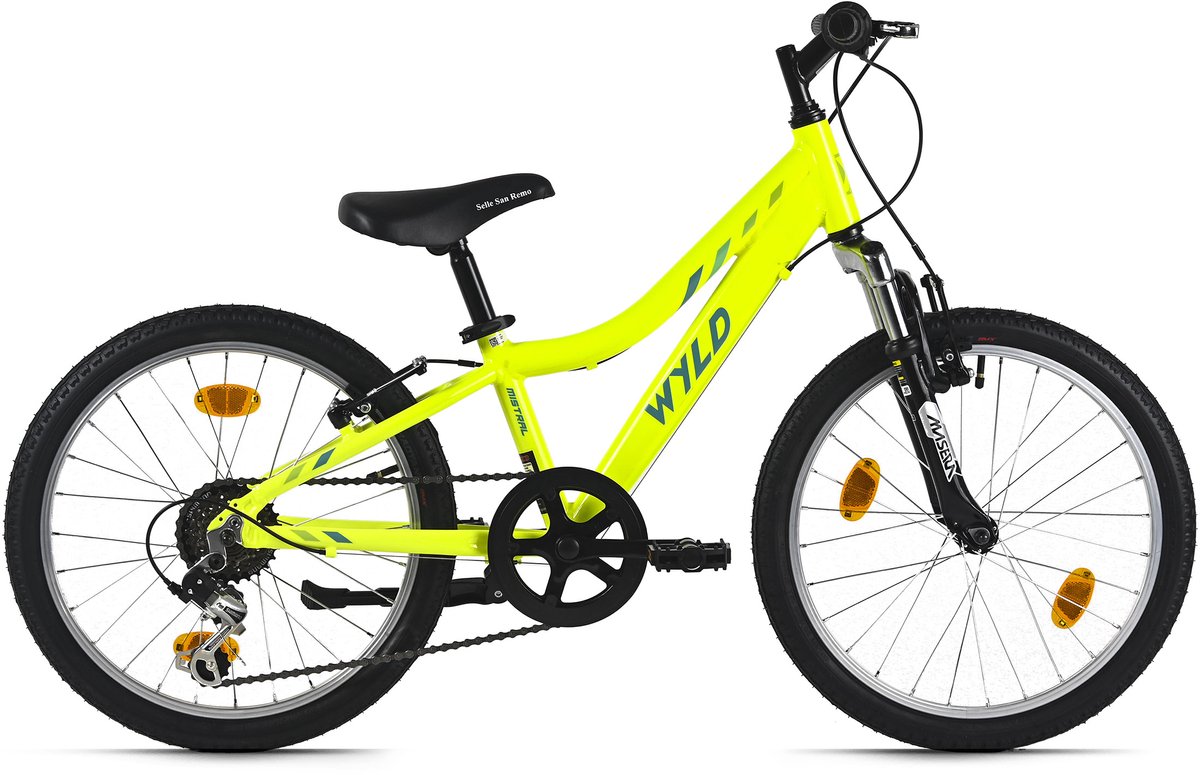 wyld kinderfiets 20 mistral geel 6 versnellingen framemaat 27 cm vanaf 6 jaar