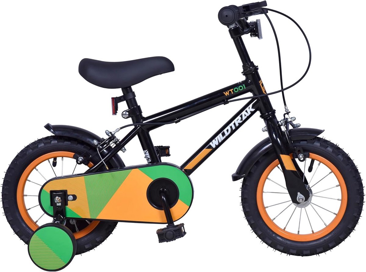 12 inch Kinderfiets met Steunwielen - Zwart/Groen - Geschikt voor Kinderen van 2 tot 5 Jaar Kinderfiets kopen online
