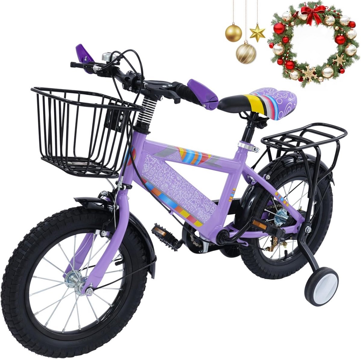 14 inch kinderfiets voor meisjes met zijwieltjes en mand Kinderfiets kopen online