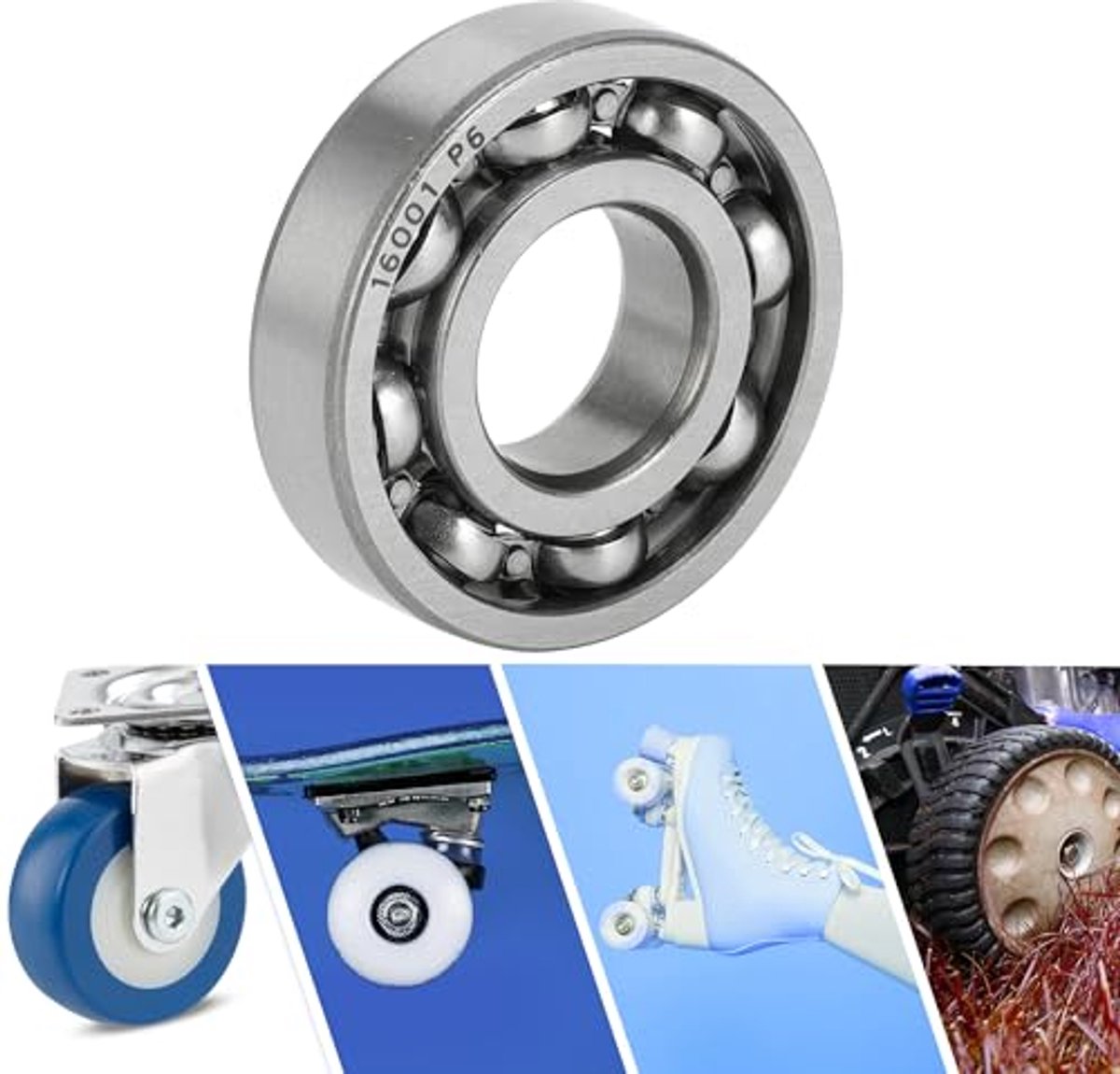 16001 deep groove ball bearings p6 12x28x7mm lubricated bearings open type silver scooter skateboard wheel