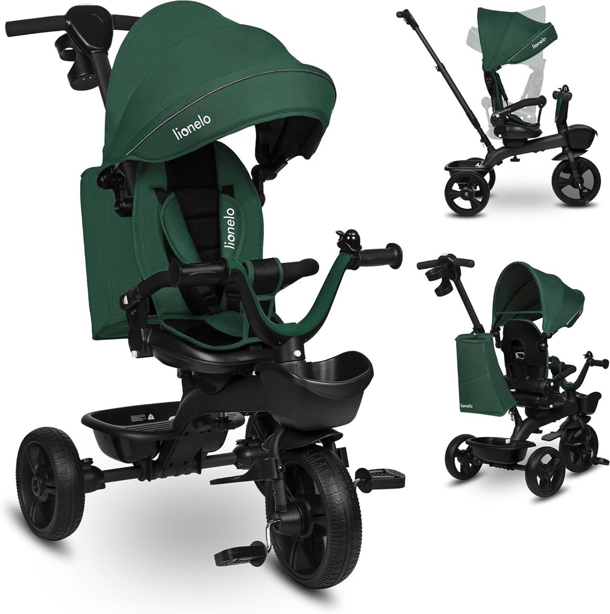 2 in 1 loopfiets en driewieler voor kinderen 1 5 tot 5 jaar met duwstang en zonnekap