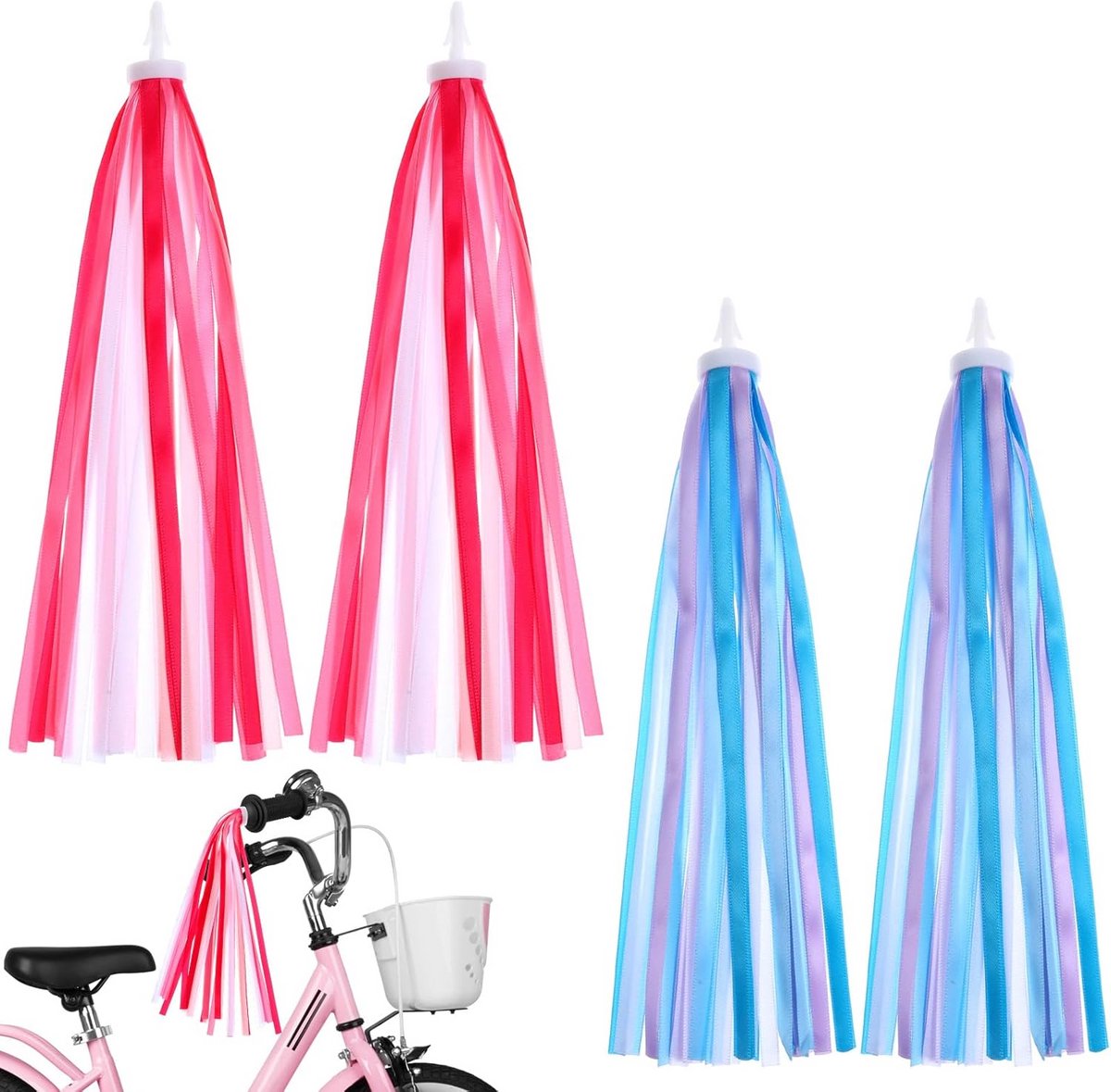 2 Paar Regenboog Fietsveren voor Kinderen - Stuurdecoratie Accessoires Kinderfiets kopen online