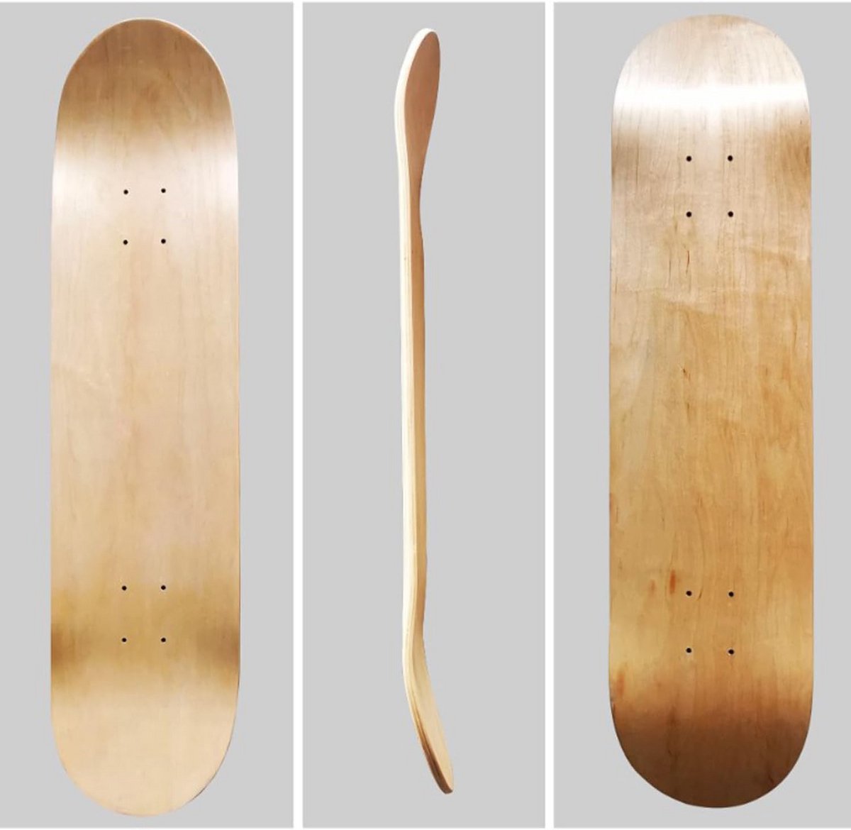 2 stuks blanco skateboard decks dubbele concave 7 lagen esdoornhout 79x20cm