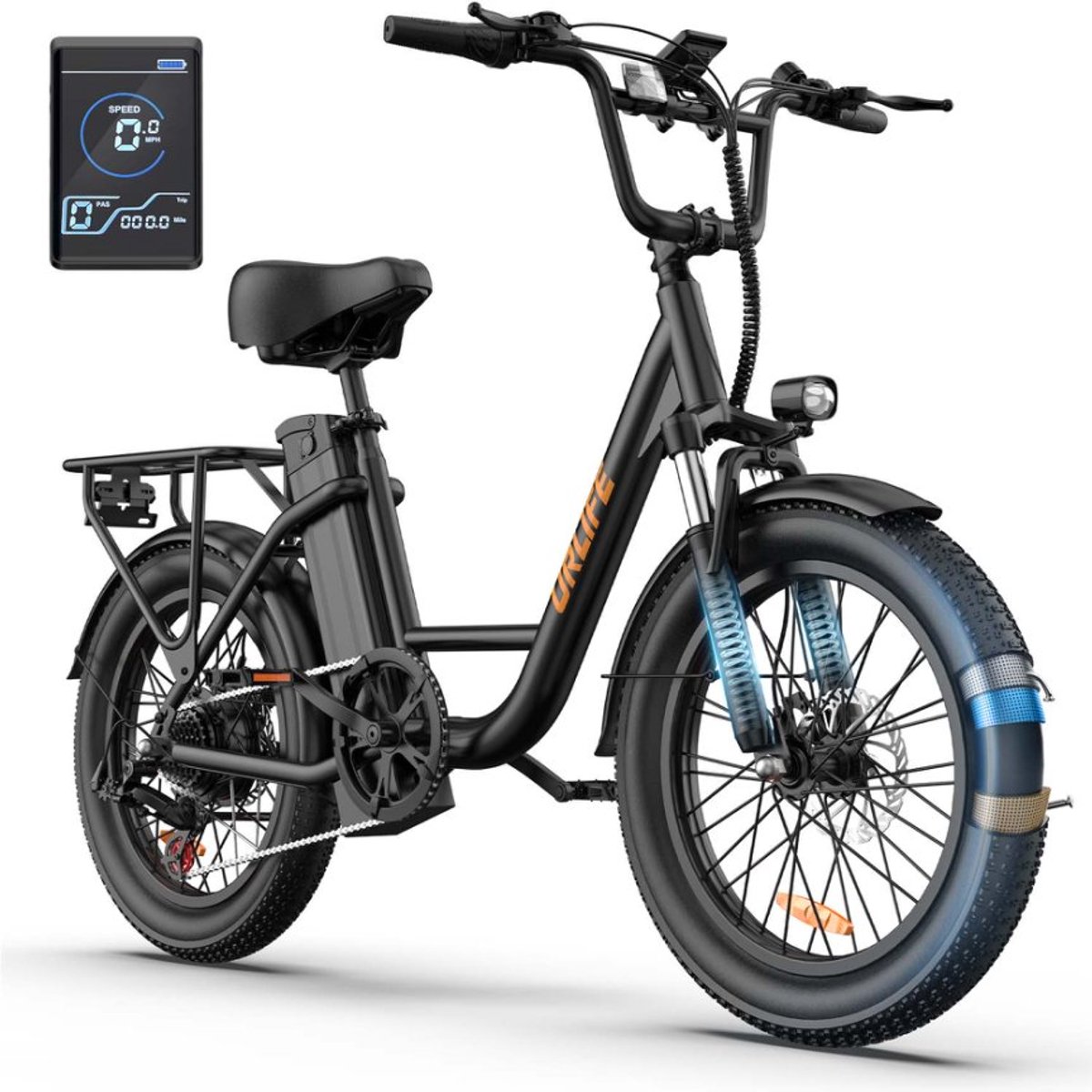 20 inch elektrische fiets 155 195 cm 48v 13ah verwisselbare accu tot 100km 250 w motor 20 3 0 dikke band lcd scherm 25 km u 7 versnellingen elektrische fietsen voor heren en dames zwart