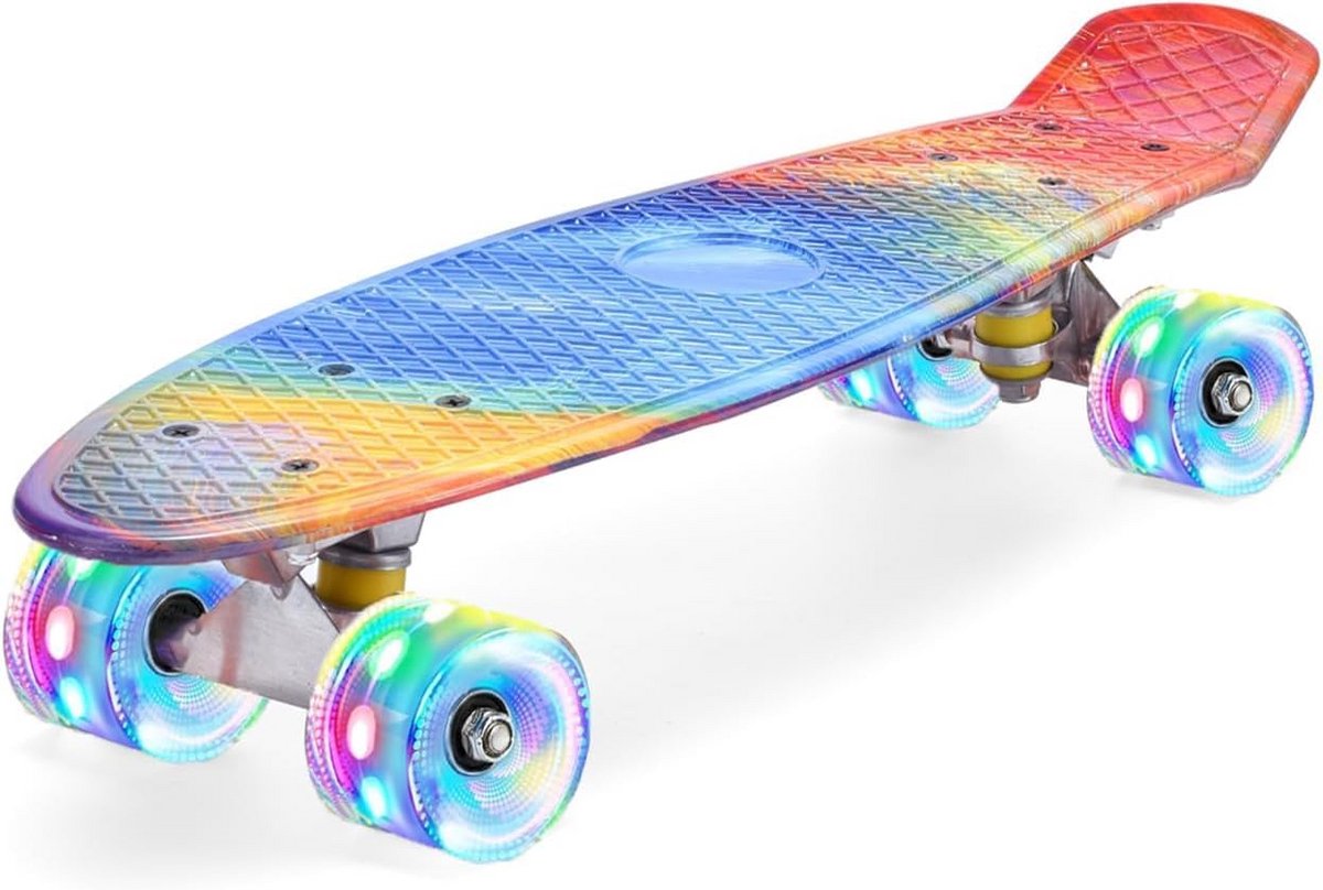 22 Inch Cruiser Skateboard met LED Knipperende Wielen | Complete Set voor Kinderen, Tieners en Beginners Skateonderdeel kopen online