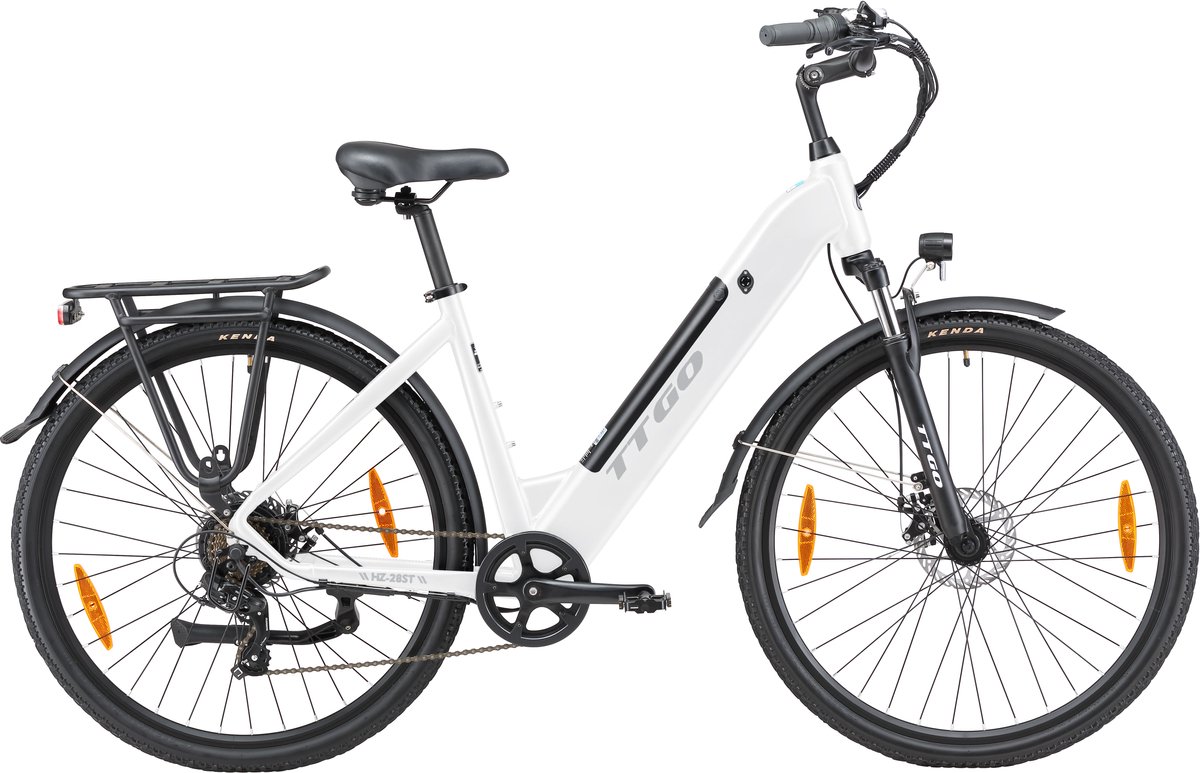 28-inch Elektrische Fiets - Stadsfiets - 250W Motor - 36V20Ah Accu - Max Snelheid 25km/u - Max 120km Bereik - Shimano 7 Versnellingen - voor vrouwen en mannen - Wit Fiets (elektrisch) kopen online