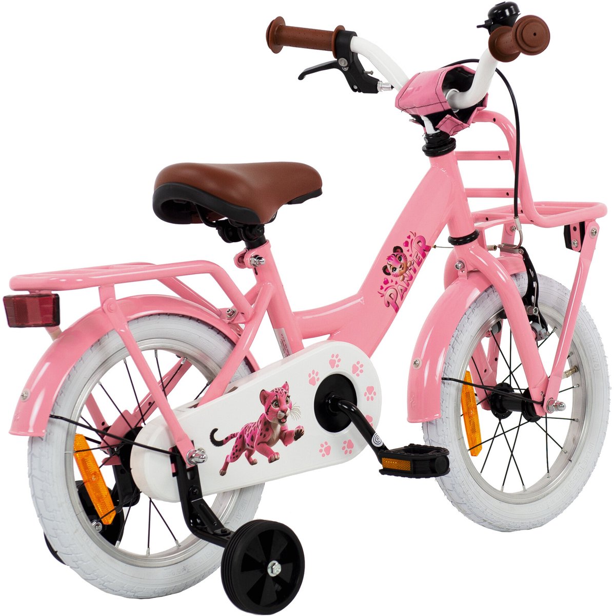 2cycle panter 14 inch kinderfiets 3 tot 5 jaar voor meisjes roze