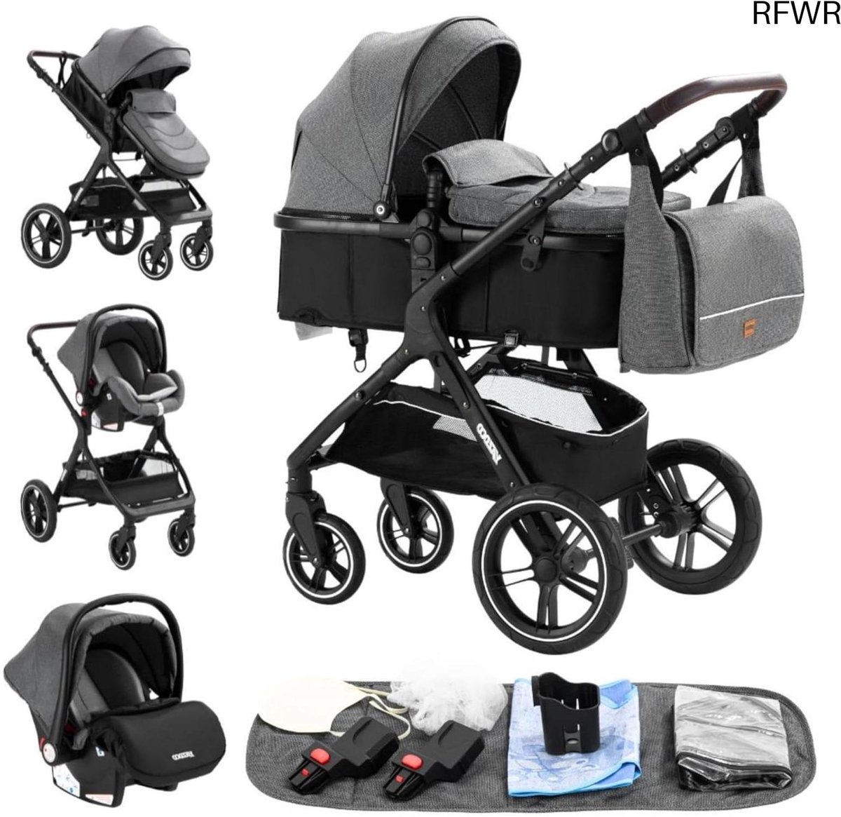 3-in-1 Kinderwagen - Citadines Combinatie Kinderwagen voor Kinderen van 0-36 Maanden, Vouwbaar en Driewieler Driewieler kopen online