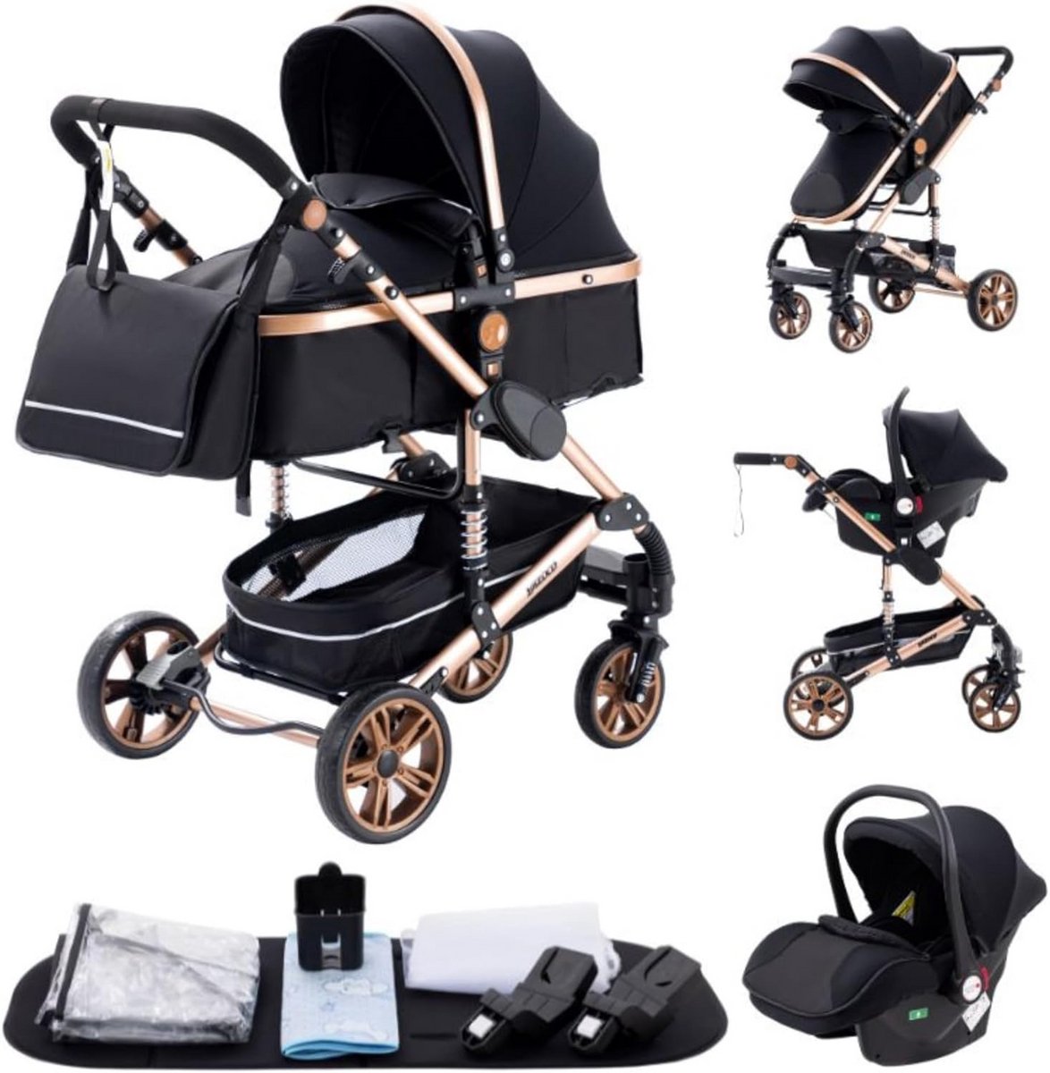 3-in-1 Kinderwagen Combistroller Hoge Landspiegel Inklapbaar Schuimwielen Driewieler kopen online