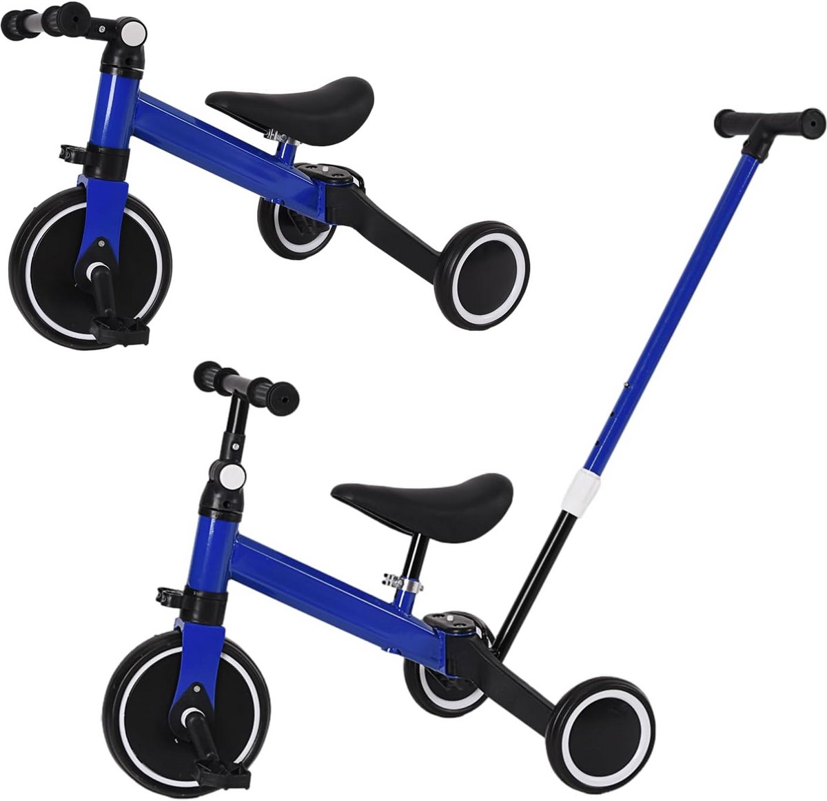 3-in-1 Loopfiets en Driewieler voor Baby's en Kinderen (1-4 jaar) - Inclusief Duwstang Driewieler kopen online