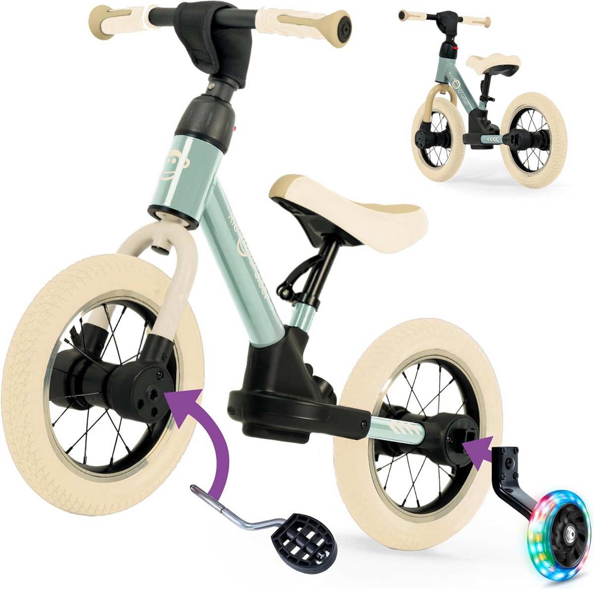 3-in-1 Loopfiets met LED Loopwielen en Pedalen voor Kinderen vanaf 2 Jaar tot 6 Jaar Loopfiets kopen online