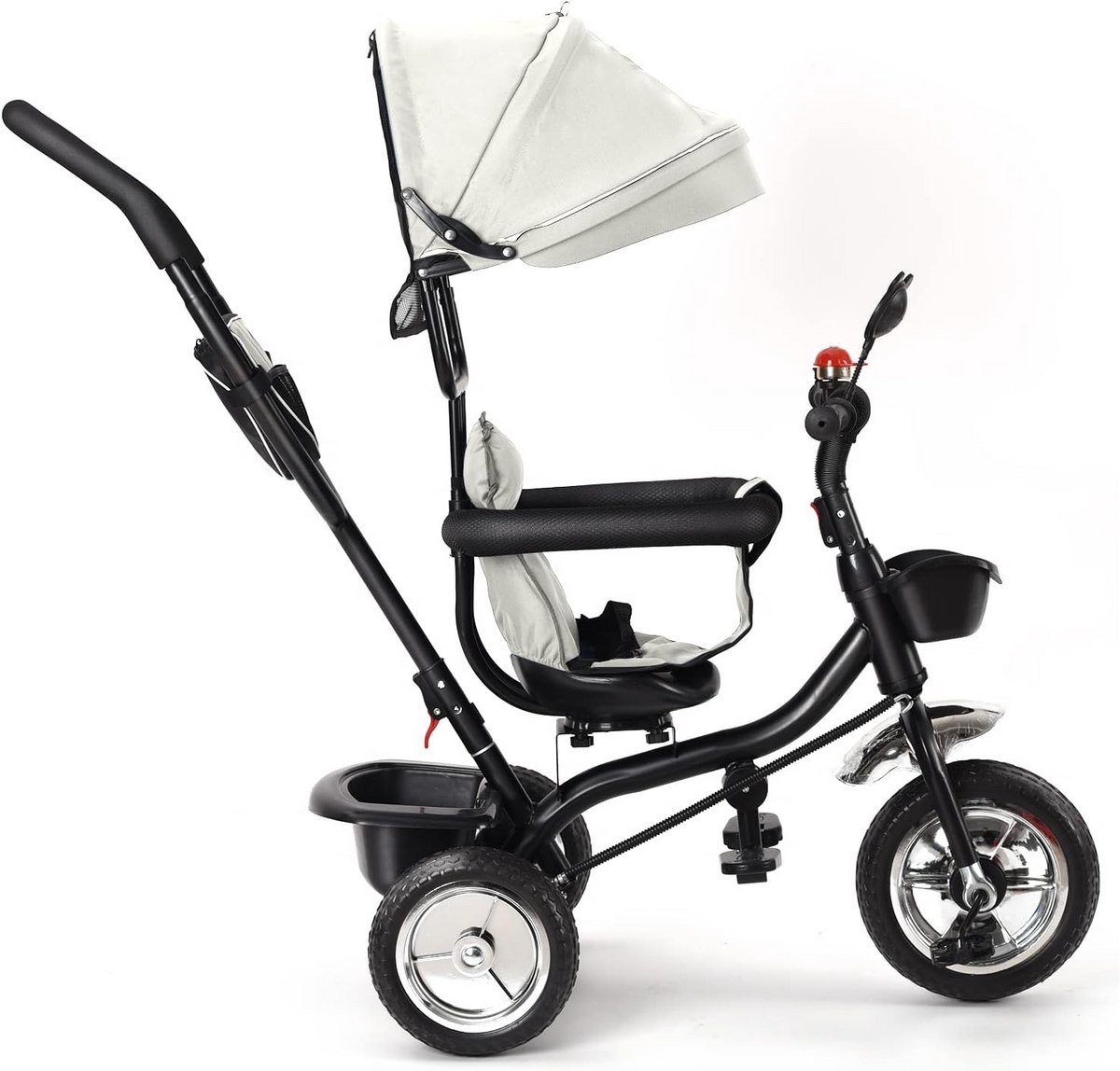 4-in-1 Driewieler Grijs voor Baby en Peuter met Duwstang en Veiligheid Harnas (9 mnd - 5 jaar) Driewieler kopen online