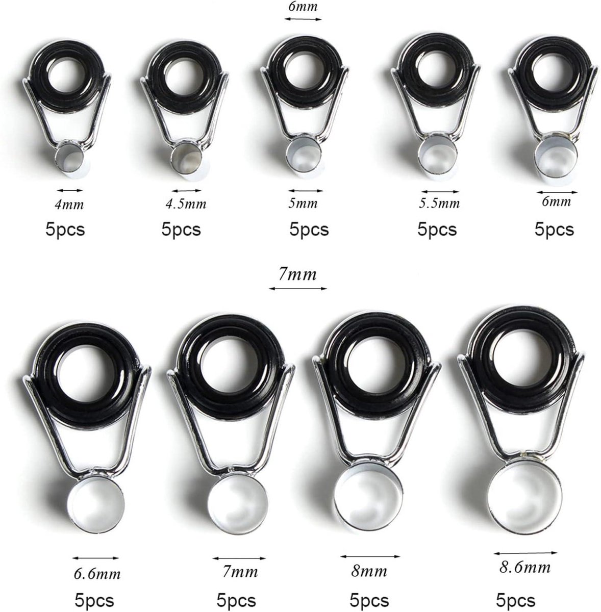 45 delige set van hengelgeleiderringen van roestvrij staal en keramiek lichtgewicht en draagbaar vervangingsringen voor hengel 9 maten