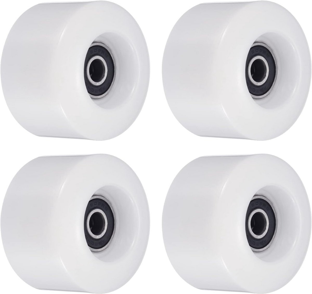4x skateboard wielen 55mm wit abec 9 lagers cruiser wielset voor trick street
