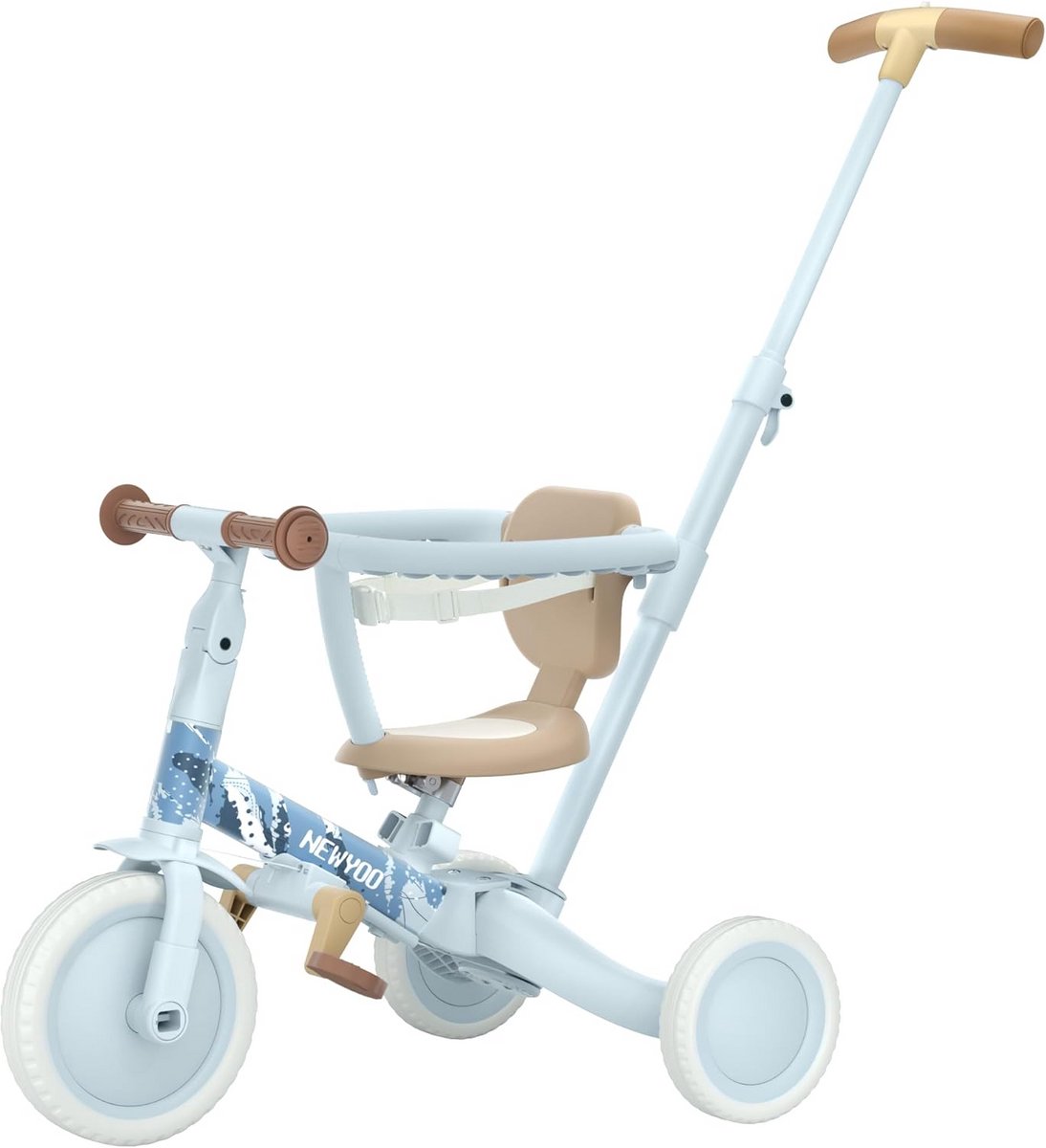 5 in 1 driewieler voor peuters 1 3 jaar met ouderschuifstang en veiligheidsbeugel verstelbare loopfiets