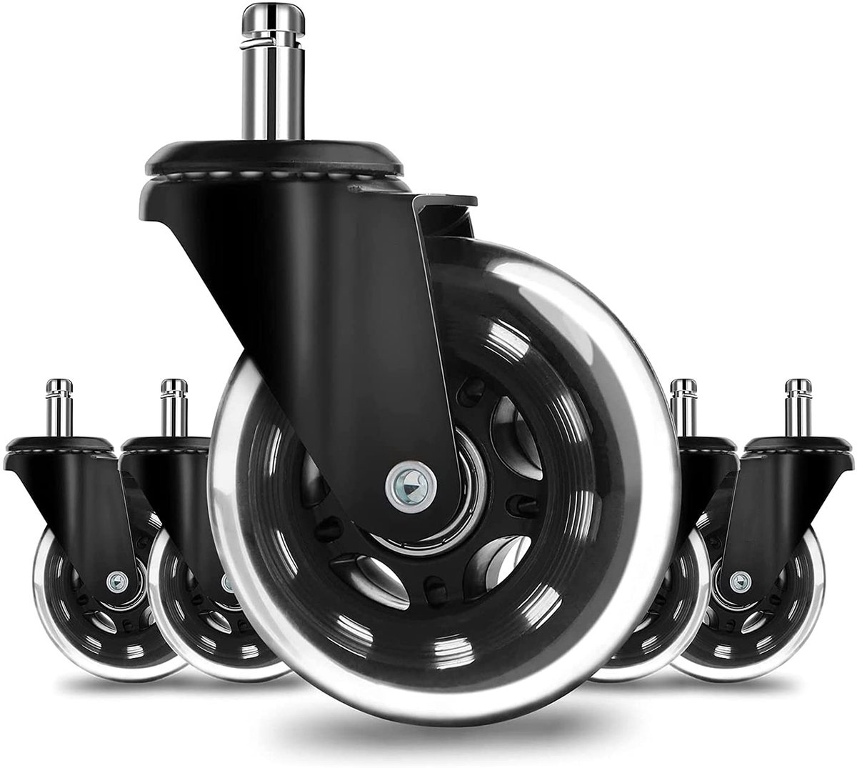 5 stuks rubberen vervangingswielen in rolschaatsstijl vervanging van zwenkwielen zwenkwielen voor bureaustoelen stille wielen perfect voor hardhouten vloeren tapijt en tegels