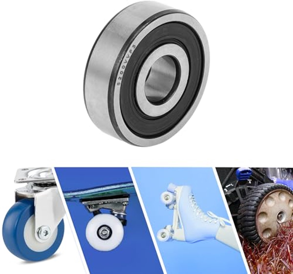 6200vv deep groove ball bearings p5 10x30x9mm lubricated bearings double rubber seal black silver tone scooter skateboard wheel